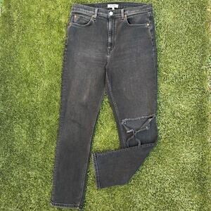 Re/Done Original 70s Straight Leg Jean in Washed Noir Full Length Retro Denim 30